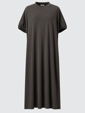 NWT Uniqlo U Draped short sleeve Oversized Olive Dress XS